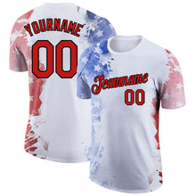 Load image into Gallery viewer, Custom White Red-Black 3D American Flag Patriotic Performance T-Shirt