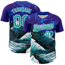 Load image into Gallery viewer, Custom Purple Teal-White 3D Pattern Design Mountains Authentic Baseball Jersey