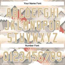 Load image into Gallery viewer, Custom Vegas Gold White 3D Pattern Design Sun Rays Through Mountain Tops Authentic Baseball Jersey