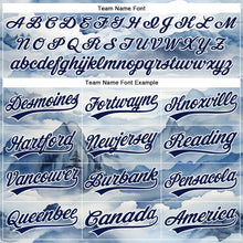 Load image into Gallery viewer, Custom White Navy 3D Pattern Design Mountains Landscape Authentic Baseball Jersey