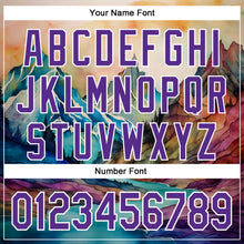 Load image into Gallery viewer, Custom White Purple 3D Pattern Design Mountains Landscape Authentic Baseball Jersey