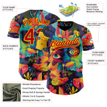 Load image into Gallery viewer, Custom Black Red-Yellow 3D Pattern Design Abstract Painting Authentic Baseball Jersey