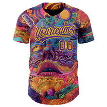 Load image into Gallery viewer, Custom Red Purple-Yellow 3D Pattern Design Abstract Painting Authentic Baseball Jersey