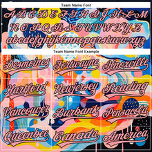 Load image into Gallery viewer, Custom Medium Pink Black 3D Pattern Design Abstract Painting Authentic Baseball Jersey