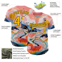 Load image into Gallery viewer, Custom Medium Pink Gold-Black 3D Pattern Design Abstract Painting Authentic Baseball Jersey