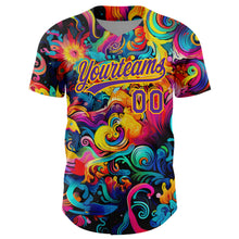 Load image into Gallery viewer, Custom Black Purple-Gold 3D Pattern Design Abstract Painting Authentic Baseball Jersey