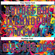 Load image into Gallery viewer, Custom Black Purple-Gold 3D Pattern Design Abstract Painting Authentic Baseball Jersey