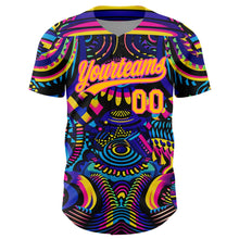 Load image into Gallery viewer, Custom Black Gold-Pink 3D Pattern Design Abstract Painting Authentic Baseball Jersey