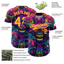 Load image into Gallery viewer, Custom Black Gold-Pink 3D Pattern Design Abstract Monsters Authentic Baseball Jersey