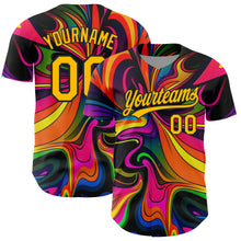 Load image into Gallery viewer, Custom Black Gold 3D Pattern Design Abstract Painting Authentic Baseball Jersey