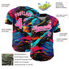 Load image into Gallery viewer, Custom Black Pink-White 3D Pattern Design Space With Planets And Rockets Authentic Baseball Jersey