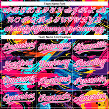 Load image into Gallery viewer, Custom Black Pink-White 3D Pattern Design Space With Planets And Rockets Authentic Baseball Jersey