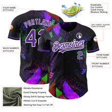 Load image into Gallery viewer, Custom Black Purple-White 3D Pattern Design Holi Festival Color Powder Authentic Baseball Jersey