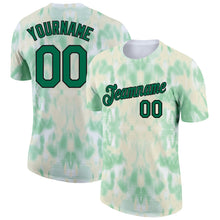 Load image into Gallery viewer, Custom Tie Dye Kelly Green-Black 3D Performance T-Shirt