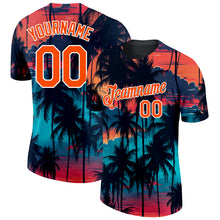 Load image into Gallery viewer, Custom Black Orange-White 3D Pattern Design Tropical Hawaii Palms Trees Performance T-Shirt