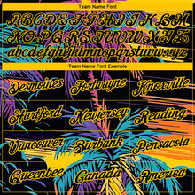 Load image into Gallery viewer, Custom Black Yellow 3D Pattern Design Tropical Hawaii Palms Trees Performance T-Shirt