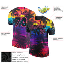 Load image into Gallery viewer, Custom Black Pink 3D Pattern Design Tropical Hawaii Palms Trees Performance T-Shirt