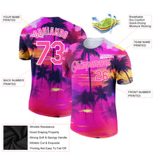 Load image into Gallery viewer, Custom Pink White 3D Pattern Design Tropical Hawaii Palms Trees Performance T-Shirt