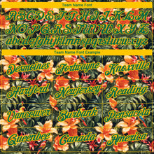 Load image into Gallery viewer, Custom Black Green-Yellow 3D Pattern Design Tropical Hawaii Plant With Bird Performance T-Shirt