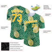 Load image into Gallery viewer, Custom Kelly Green Gold-White 3D Pattern Design Summer Holiday Pineapple Performance T-Shirt
