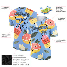 Load image into Gallery viewer, Custom Light Blue Black 3D Pattern Design Summer Holiday Ice Cream And Fruit Performance T-Shirt