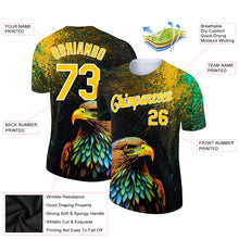 Load image into Gallery viewer, Custom Black Yellow-White 3D Pattern Design Holi Festival Color Powder Performance T-Shirt