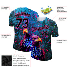 Load image into Gallery viewer, Custom Black Pink 3D Pattern Design Holi Festival Color Powder Performance T-Shirt