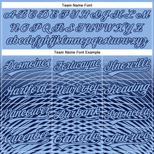 Load image into Gallery viewer, Custom Light Blue Navy 3D Pattern Design Gradient Lines Authentic Baseball Jersey