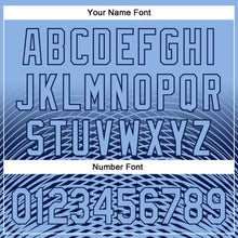 Load image into Gallery viewer, Custom Light Blue Navy 3D Pattern Design Gradient Lines Authentic Baseball Jersey