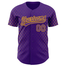 Load image into Gallery viewer, Custom Purple Gold 3D Pattern Design Geometric Stars Authentic Baseball Jersey