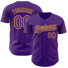 Load image into Gallery viewer, Custom Purple Gold 3D Pattern Design Geometric Stars Authentic Baseball Jersey