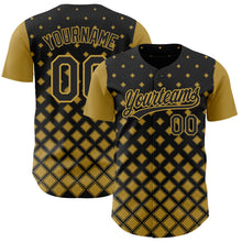 Load image into Gallery viewer, Custom Black Old Gold 3D Pattern Design Geometric Shapes Authentic Baseball Jersey