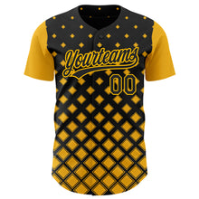 Load image into Gallery viewer, Custom Black Gold 3D Pattern Design Geometric Shapes Authentic Baseball Jersey