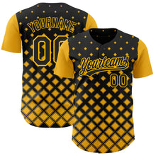 Load image into Gallery viewer, Custom Black Gold 3D Pattern Design Geometric Shapes Authentic Baseball Jersey