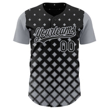 Load image into Gallery viewer, Custom Black Gray 3D Pattern Design Geometric Shapes Authentic Baseball Jersey
