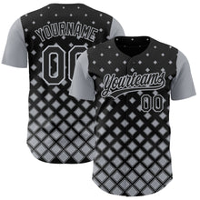 Load image into Gallery viewer, Custom Black Gray 3D Pattern Design Geometric Shapes Authentic Baseball Jersey
