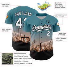 Load image into Gallery viewer, Custom Teal White-Black 3D Pattern Design Religion Cross Jesus Christ Good Friday Authentic Baseball Jersey