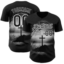 Load image into Gallery viewer, Custom Black White 3D Pattern Design Religion Cross Jesus Christ Ash Wednesday Authentic Baseball Jersey