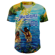 Load image into Gallery viewer, Custom Royal White 3D Pattern Design Religion Jesus Christ Authentic Baseball Jersey