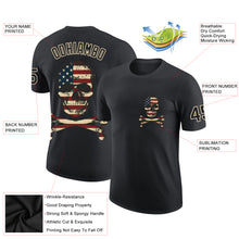 Load image into Gallery viewer, Custom Black City Cream 3D Skull With American Flag Performance T-Shirt