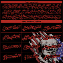 Load image into Gallery viewer, Custom Black Red 3D Skull With American Flag Performance T-Shirt