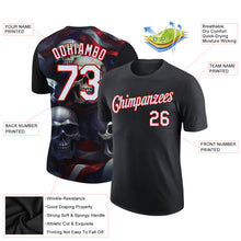 Load image into Gallery viewer, Custom Black White-Red 3D Skull And American Flag Performance T-Shirt