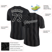 Load image into Gallery viewer, Custom Black White 3D Skull With American Flag Performance T-Shirt