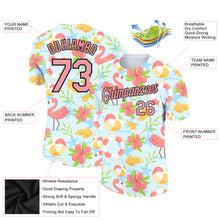 Load image into Gallery viewer, Custom White Medium Pink-Black 3D Pattern Design Tropical Hawaii Flamingo Performance T-Shirt