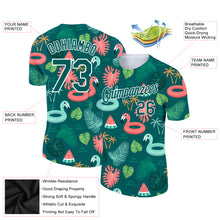 Load image into Gallery viewer, Custom Midnight Green White 3D Pattern Design Tropical Hawaii Flamingo Performance T-Shirt