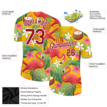 Load image into Gallery viewer, Custom Yellow Crimson-White 3D Pattern Design Tropical Hawaii Flamingo Performance T-Shirt