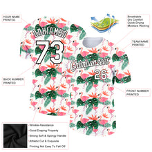 Load image into Gallery viewer, Custom White Black 3D Pattern Design Tropical Hawaii Flamingo Performance T-Shirt