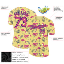 Load image into Gallery viewer, Custom Yellow Pink-Dark Purple 3D Pattern Design Tropical Hawaii Flamingo Performance T-Shirt
