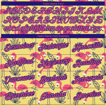 Load image into Gallery viewer, Custom Yellow Pink-Dark Purple 3D Pattern Design Tropical Hawaii Flamingo Performance T-Shirt