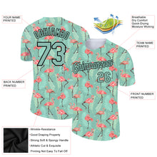 Load image into Gallery viewer, Custom Teal Black 3D Pattern Design Tropical Hawaii Flamingo Performance T-Shirt